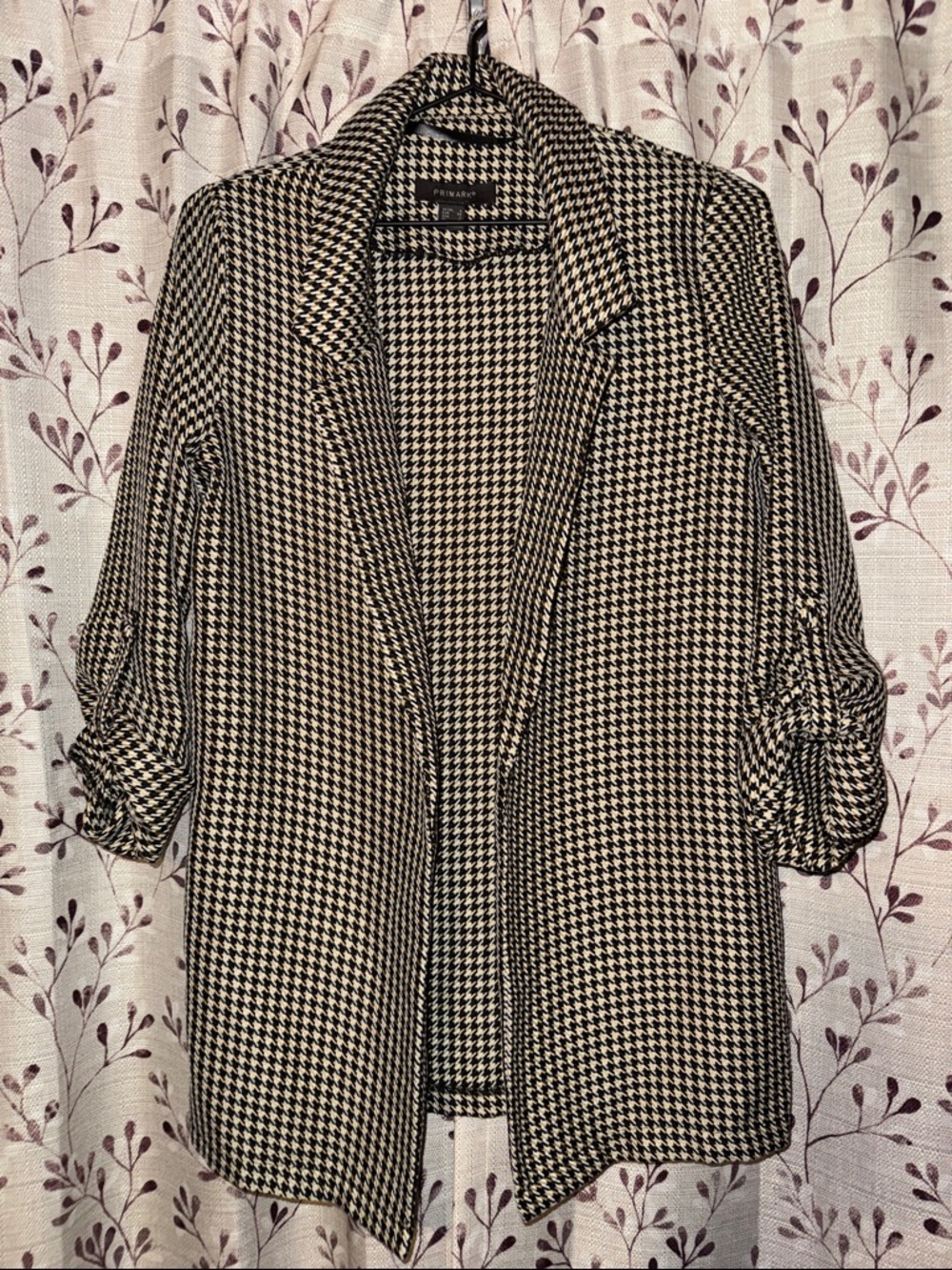 Black & Cream Houndstooth Open Front Tunic
